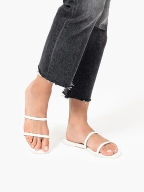Gemma Leather Sandals, Cream, Tkees, US 7